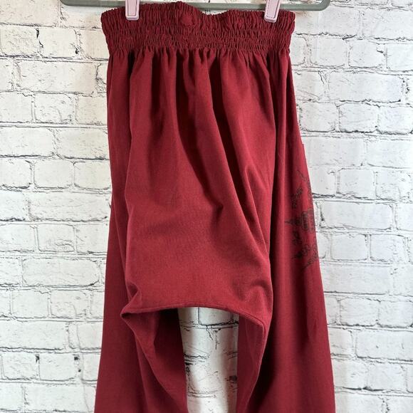 Wer bist du? Harem Pants with Patterned Cuffs Burgundy One Size - Picture 12 of 14